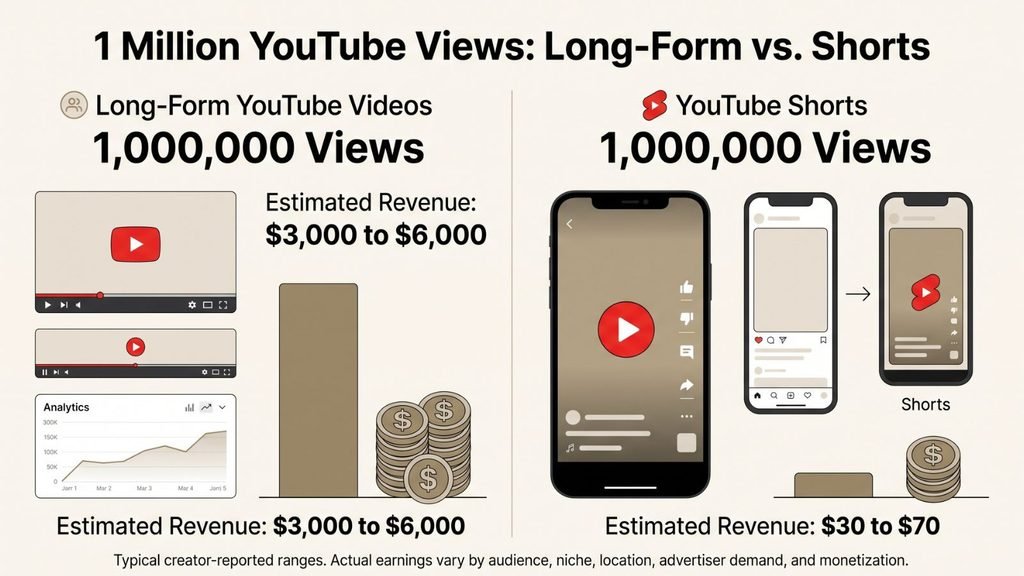 1 million youtube views long vs short