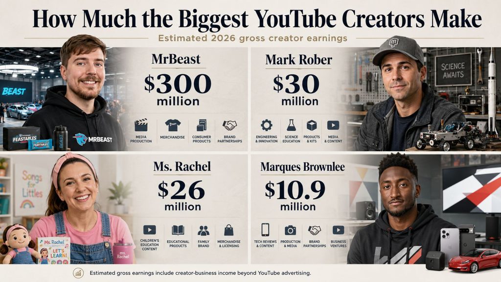 how much the biggest youtude creators make